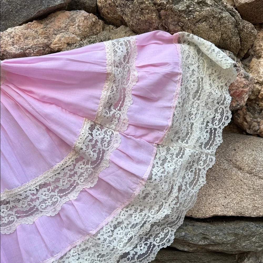Vintage Chic Pink & Lace Full-Circle Skirt tutu square-dance retro rockabilly - Picture 11 of 14